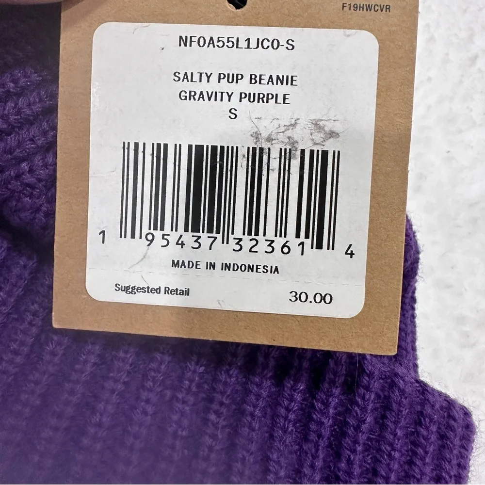 Kids Purple Knit North Face Hat
